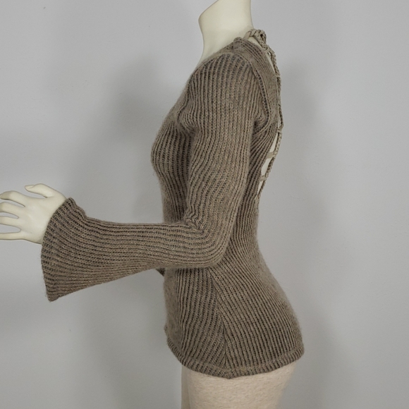 SKI ALPACA BLEND SCOOP NECK CAGED BACK SWEATER S - Picture 2 of 8
